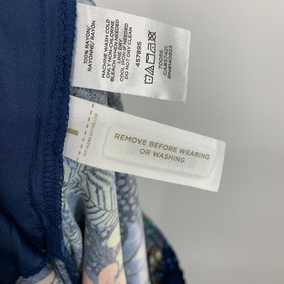 LOFT Pants Blue Floral Print Wide Leg Pull On Pockets - Picture 9 of 9